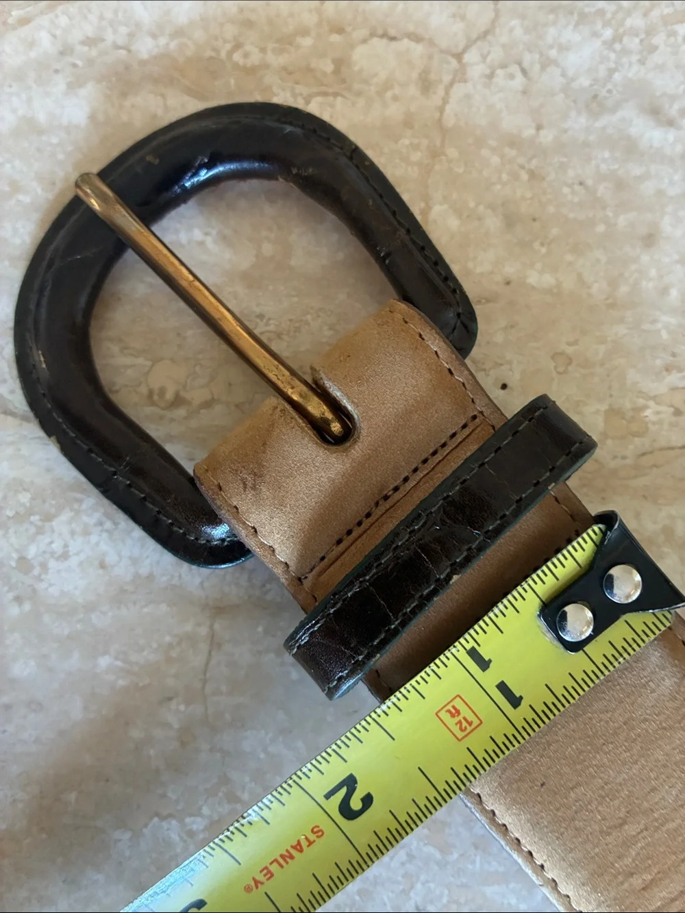 Harken Leather Belt, Women's M, Tan suede with Dark brown Buckle/keeper euc